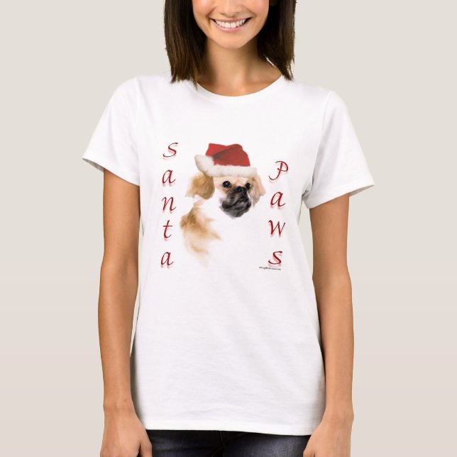 Tibetan Spaniel Santa Paws T-Shirt (Front)