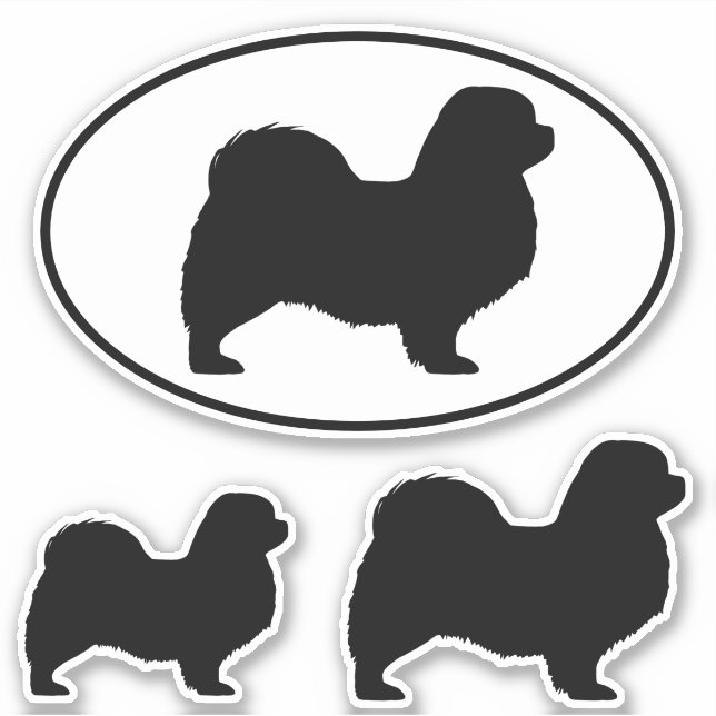 Tibetan Spaniel Silhouettes Dog Vinyl Sticker Set (Front)