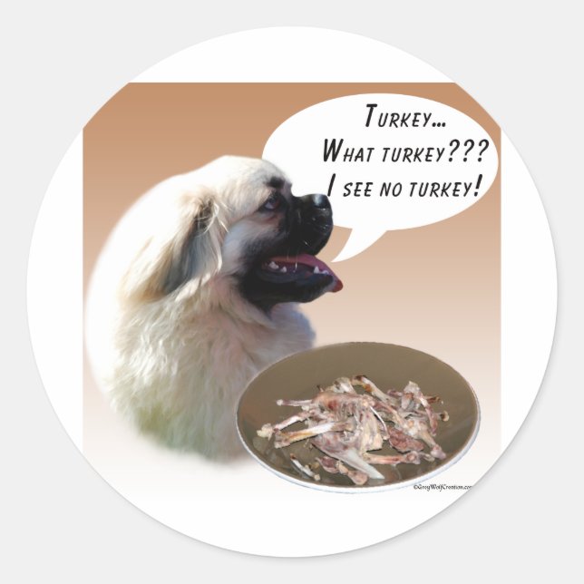 Tibetan Spaniel Turkey Classic Round Sticker (Front)