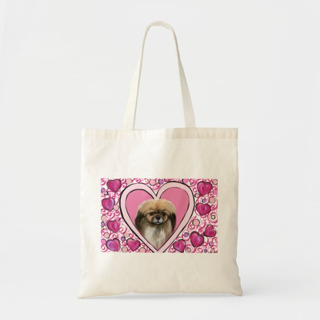 Tibetan Spaniel Valentine Tote Bag (Front)