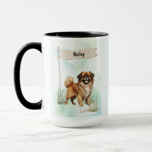 Tibetan Spaniel Watercolor Personalised Dog Mug