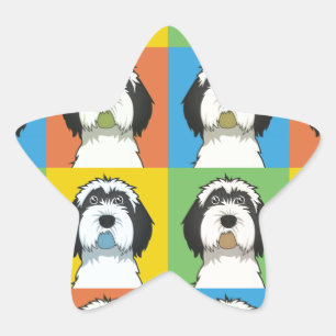 Tibetan Terrier Cartoon Pop-Art Star Sticker