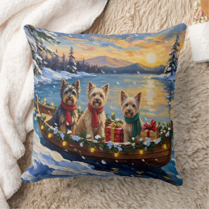 Tibetan Terrier Christmas Boat Holiday Cushion