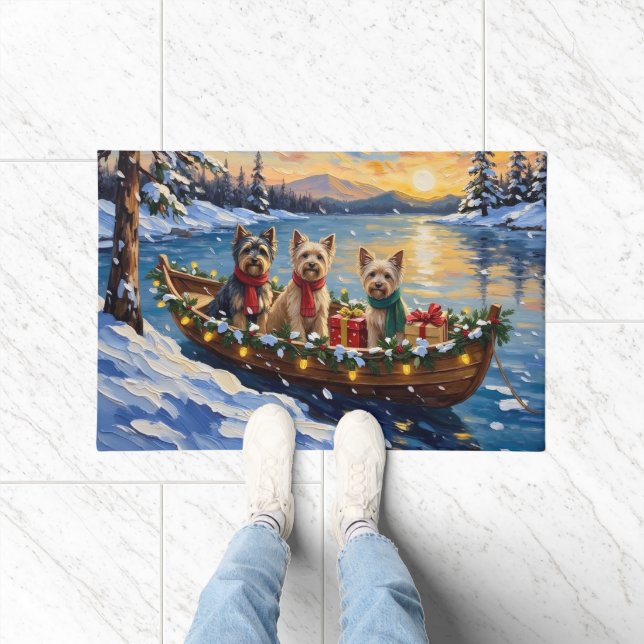 Tibetan Terrier Christmas Boat Holiday Doormat (Indoor)