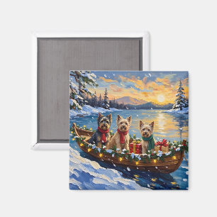 Tibetan Terrier Christmas Boat Holiday Magnet