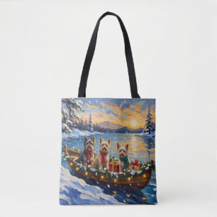 Tibetan Terrier Christmas Boat Holiday Tote Bag