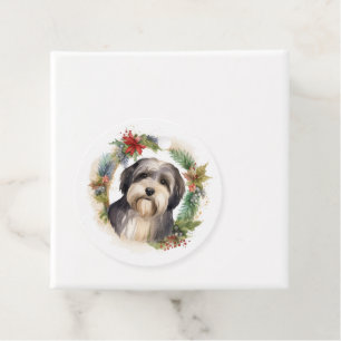 Tibetan Terrier Christmas Wreath Festive Pup Favour Tags