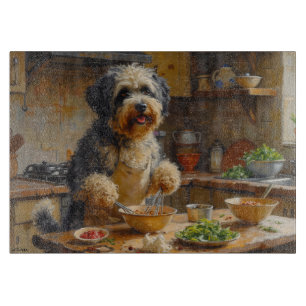 Tibetan Terrier Cooking in Kitchen Cutting Board