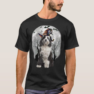 Tibetan Terrier Dog And Moon Halloween Costume Dog T-Shirt