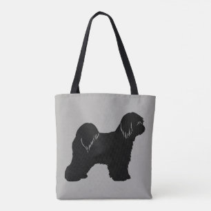 Tibetan Terrier Dog Breed Silhouette Tote Bag