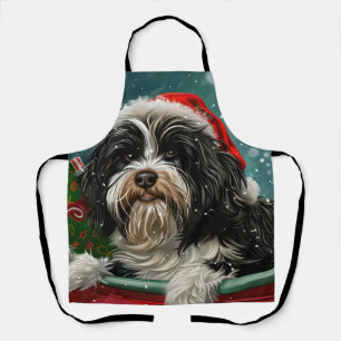 Tibetan Terrier Dog Christmas Festive Apron