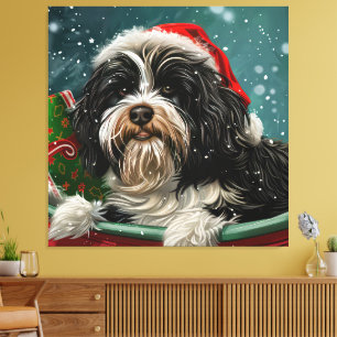 Tibetan Terrier Dog Christmas Festive  Canvas Print