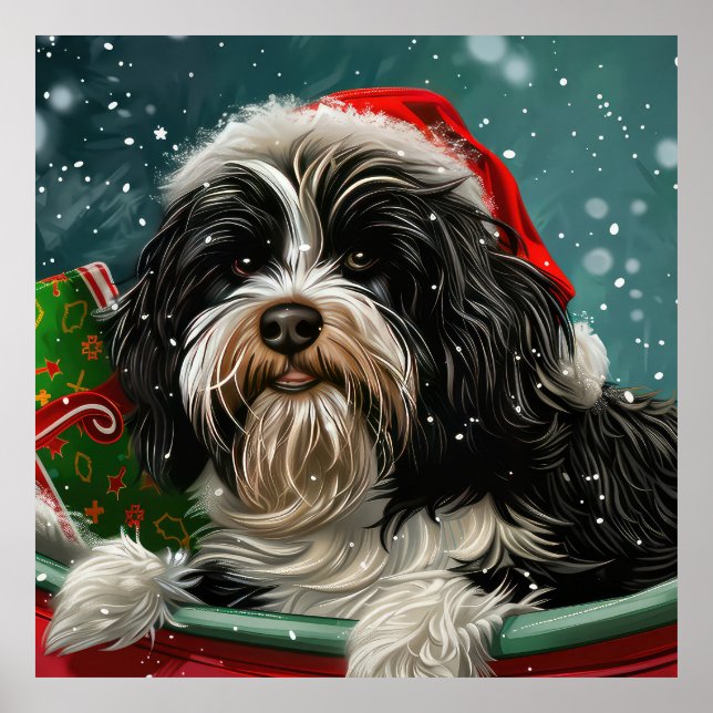 Tibetan Terrier Dog Christmas Festive  Poster (Front)