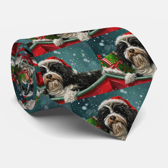 Tibetan Terrier Dog Christmas Festive  Tie (Rolled)