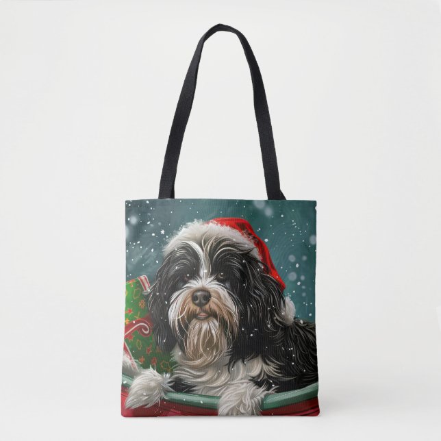 Tibetan Terrier Dog Christmas Festive  Tote Bag (Front)
