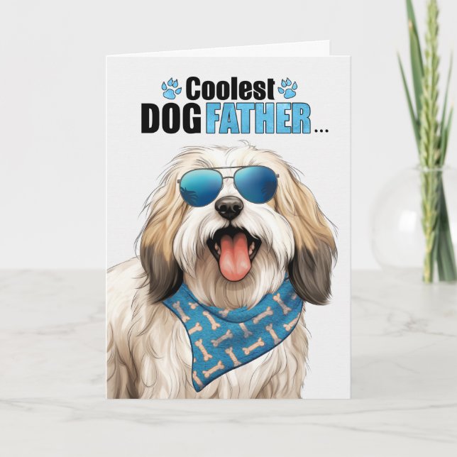Tibetan Terrier Dog Coolest Dad Father's Day Holiday Card (Front)