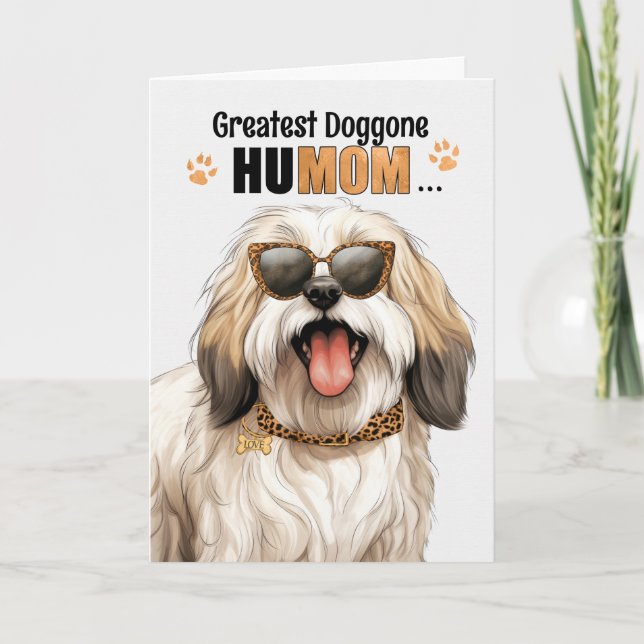 Tibetan Terrier Dog Greatest HuMOM Mother's Day Holiday Card (Front)