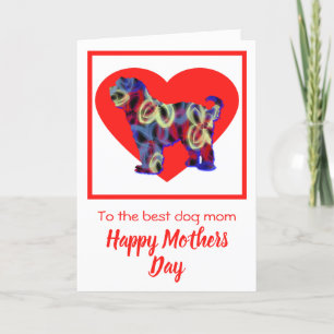 Tibetan Terrier Dog Red Heart Mother’s Day Card