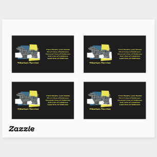 Tibetan Terrier Dog YB Grid TriColour Rectangular Sticker