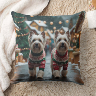 Tibetan Terrier Dogs Christmas Snow Holiday Cushion