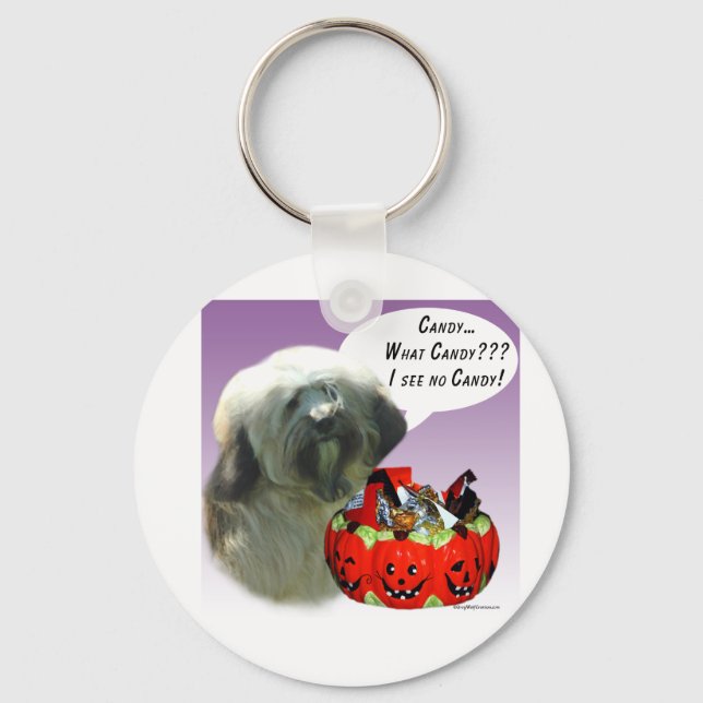 Tibetan Terrier Halloween Candy Key Ring (Front)