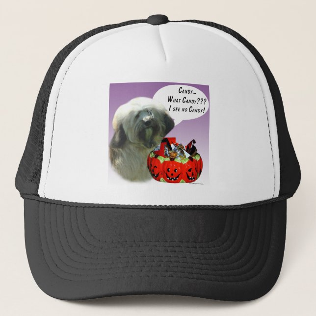 Tibetan Terrier Halloween Candy Trucker Hat (Front)