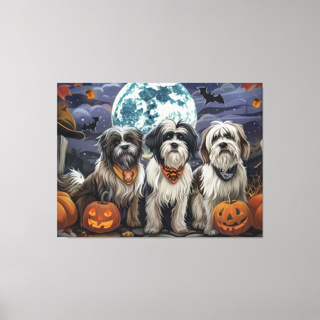 Tibetan Terrier Halloween Spooky Canvas Print (Front)