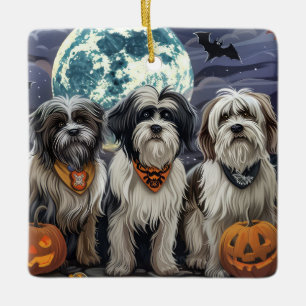 Tibetan Terrier Halloween Spooky Ceramic Ornament