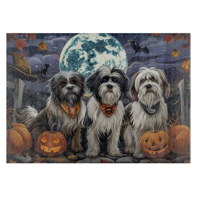 Tibetan Terrier Halloween Spooky Cutting Board (Front)