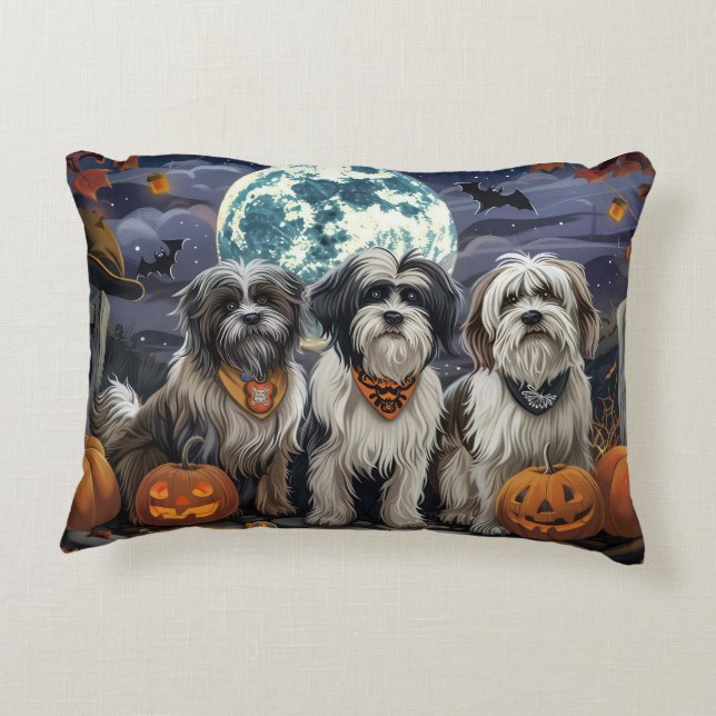 Tibetan Terrier Halloween Spooky Decorative Cushion (Back)