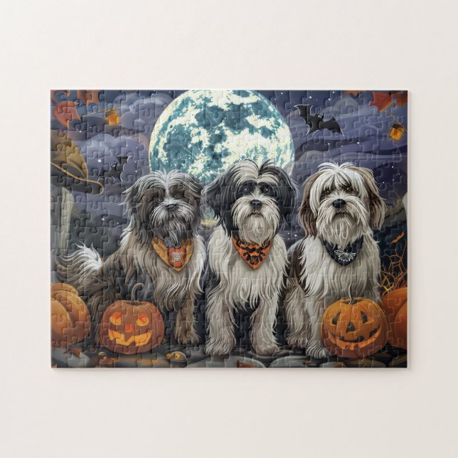 Tibetan Terrier Halloween Spooky Jigsaw Puzzle (Horizontal)