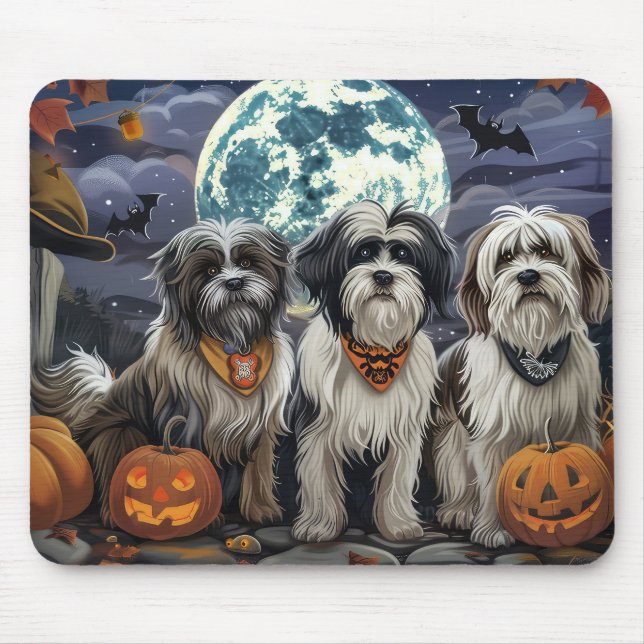 Tibetan Terrier Halloween Spooky Mouse Mat (Front)