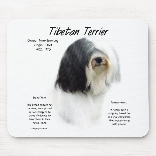 Tibetan Terrier History; I Love Tibetan Terriers; Mouse Mat (Front)