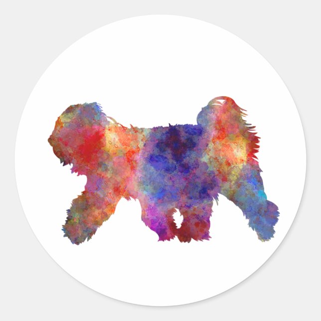 Tibetan Terrier in watercolor Classic Round Sticker (Front)