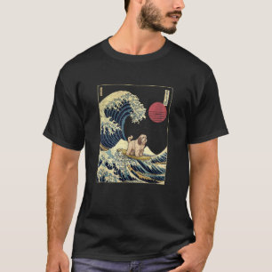 Tibetan Terrier Japanese Kanagawa Wave Funny Surf  T-Shirt
