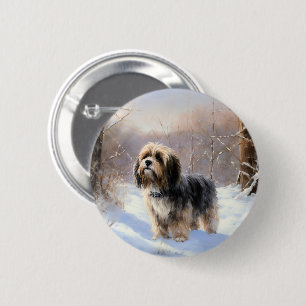 Tibetan Terrier Let It Snow Christmas  6 Cm Round Badge