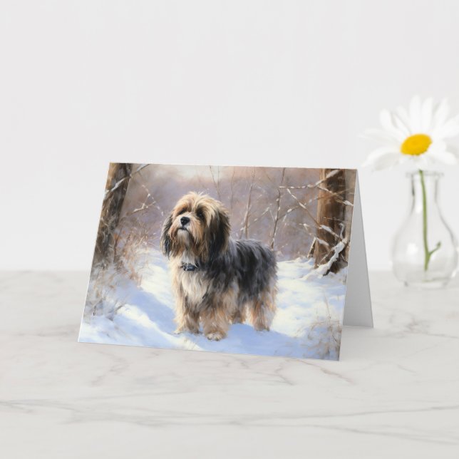 Tibetan Terrier Let It Snow Christmas  Card (Small Plant)