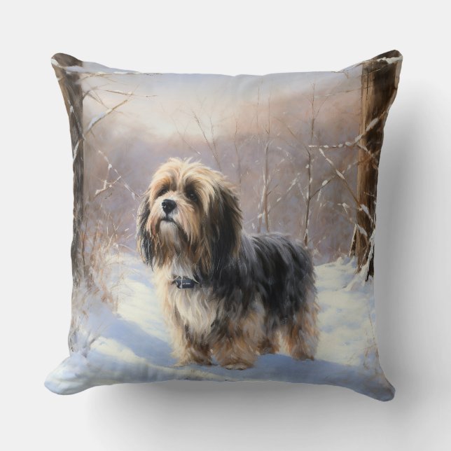 Tibetan Terrier Let It Snow Christmas  Cushion (Front)