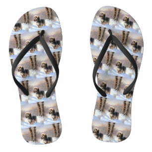 Tibetan Terrier Let It Snow Christmas  Flip Flops