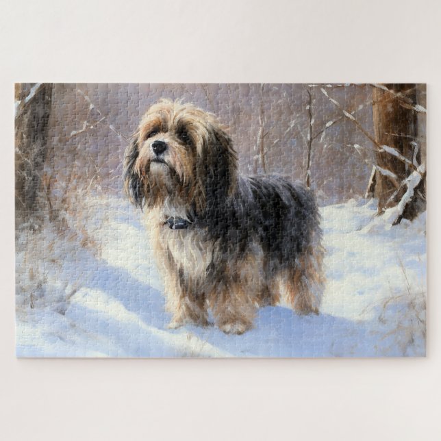 Tibetan Terrier Let It Snow Christmas  Jigsaw Puzzle (Horizontal)