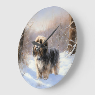 Tibetan Terrier Let It Snow Christmas Large Clock