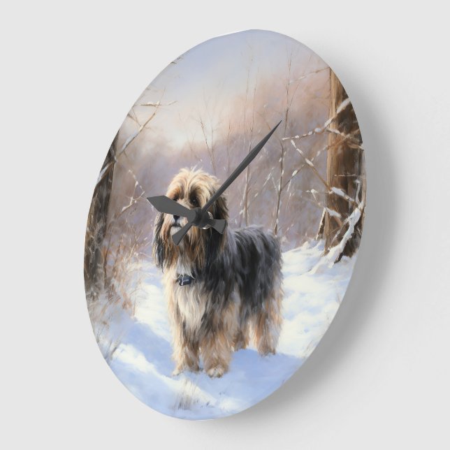 Tibetan Terrier Let It Snow Christmas  Large Clock (Angle)