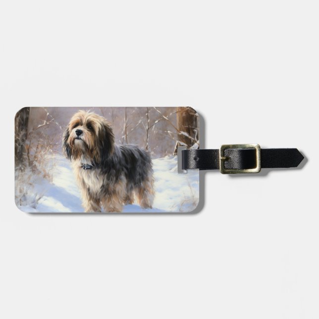 Tibetan Terrier Let It Snow Christmas  Luggage Tag (Front Horizontal)