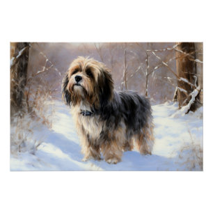Tibetan Terrier Let It Snow Christmas  Poster