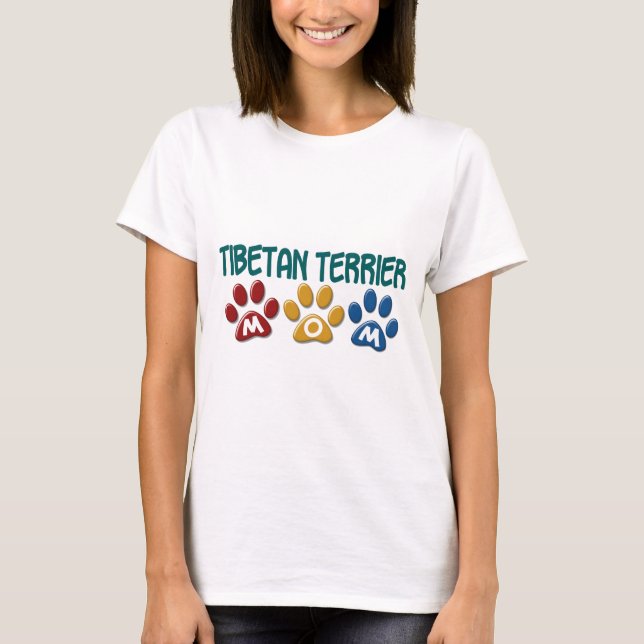 TIBETAN TERRIER Mum Paw Print 1 T-Shirt (Front)