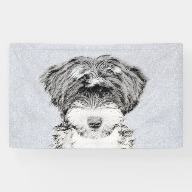 Tibetan Terrier Painting - Cute Original Dog Art Banner (Horizontal)
