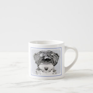 Tibetan Terrier Painting - Cute Original Dog Art Espresso Cup