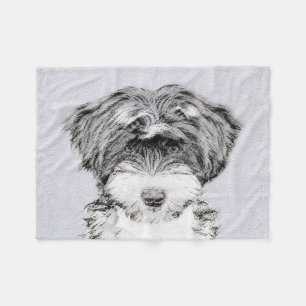 Tibetan Terrier Painting - Cute Original Dog Art Fleece Blanket