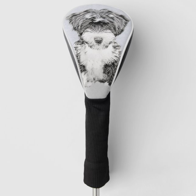Tibetan Terrier Painting - Cute Original Dog Art Golf Head Cover (Front)