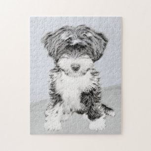 Tibetan Terrier Painting - Cute Original Dog Art Jigsaw Puzzle